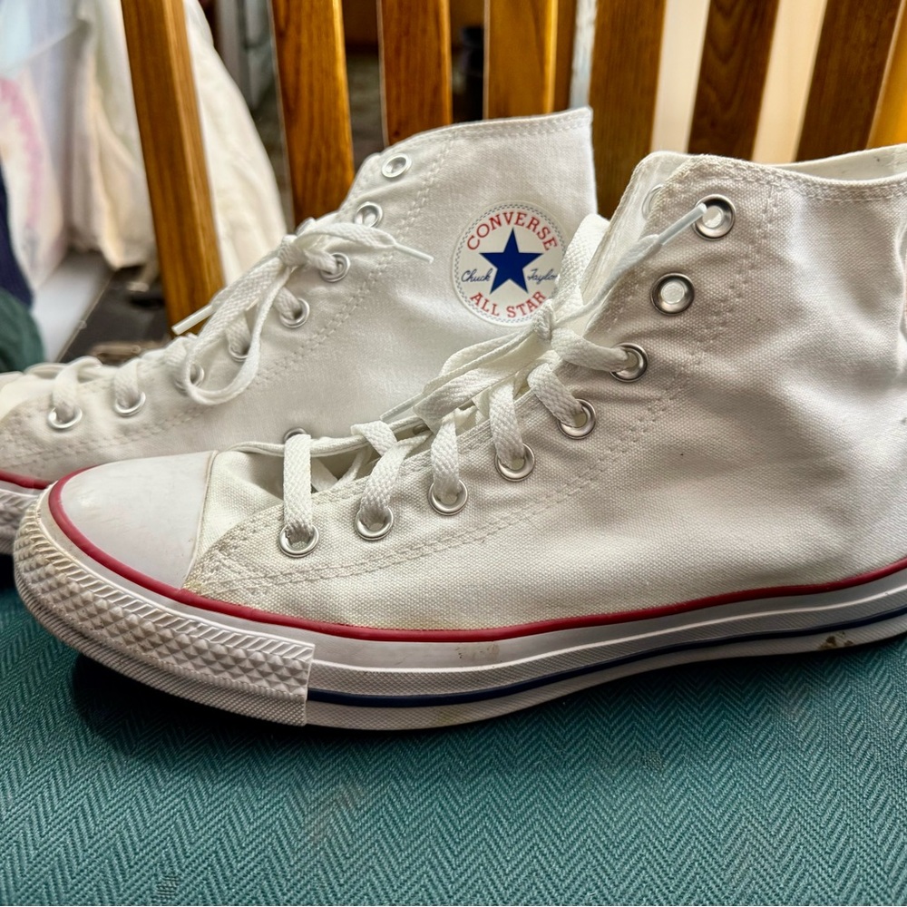 Converse Chuck Taylor All Star White Canvas High-Tops, 9D